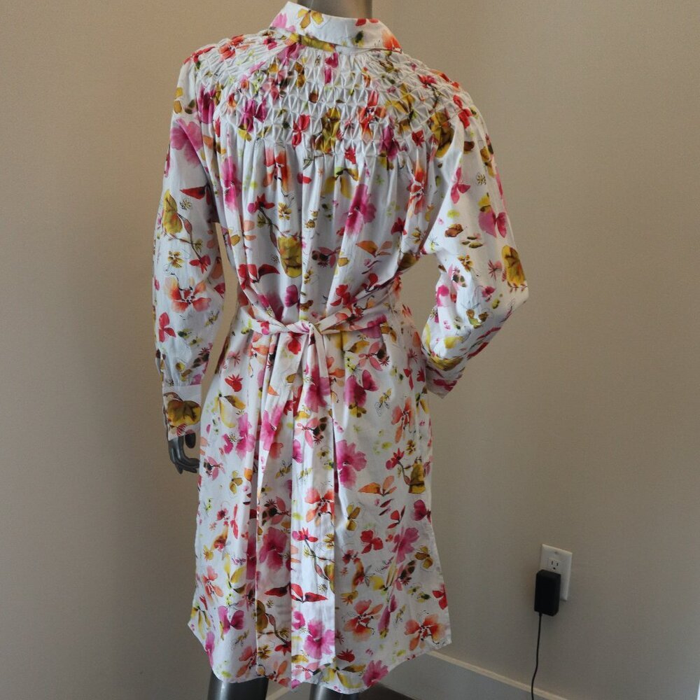 Merlette Crescent Shirt Dress Pink Floral 100% Pima Cotton Size XXS